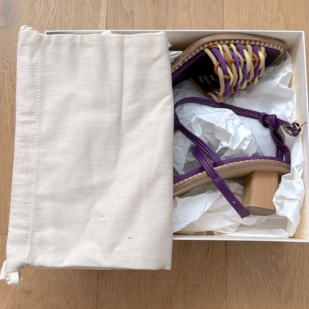 ILANA WOVEN MIDI HEEL SANDAL IN PURPLE AMETRINE